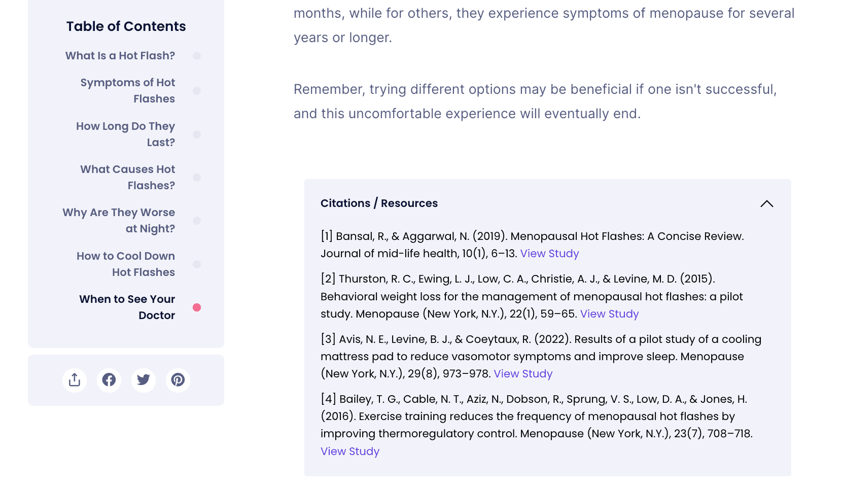 sleep.me - listing references in the article