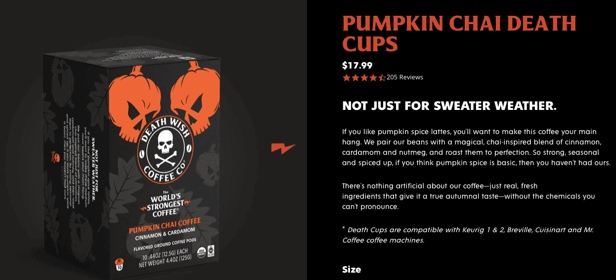 Copywriting example - Death Wish Coffee