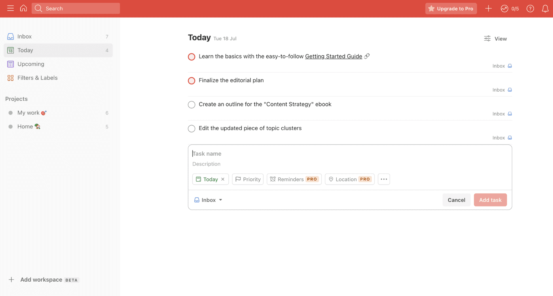 Top writing tools: Todoist