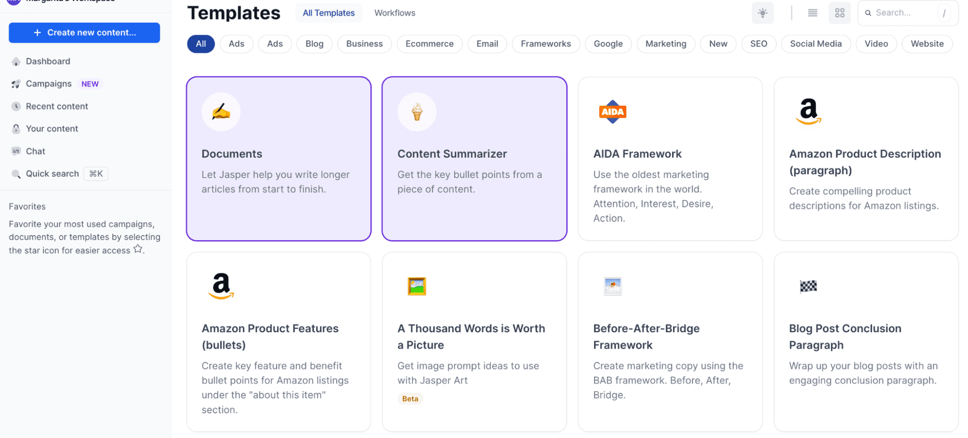 Top writing tools: Jasper.AI