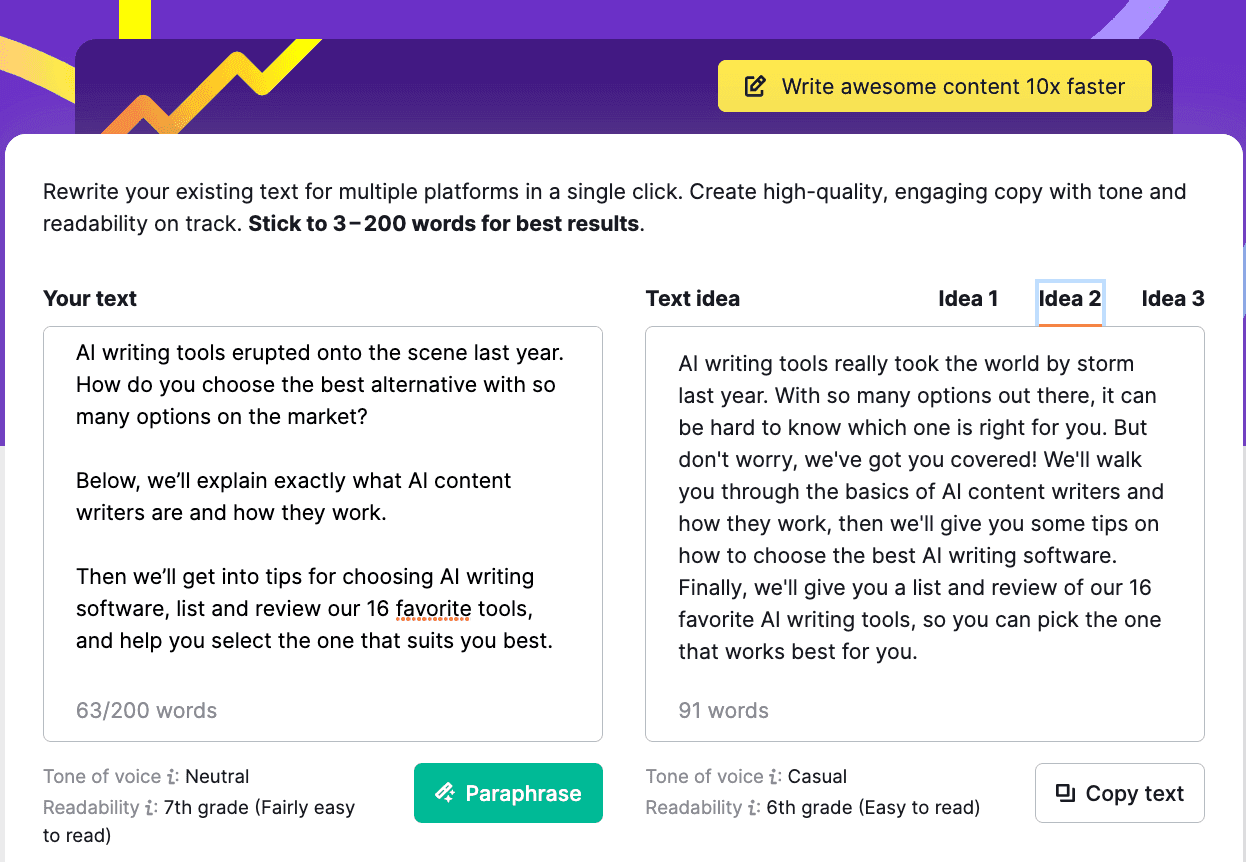 Top writing tools: Paraphrasing tool