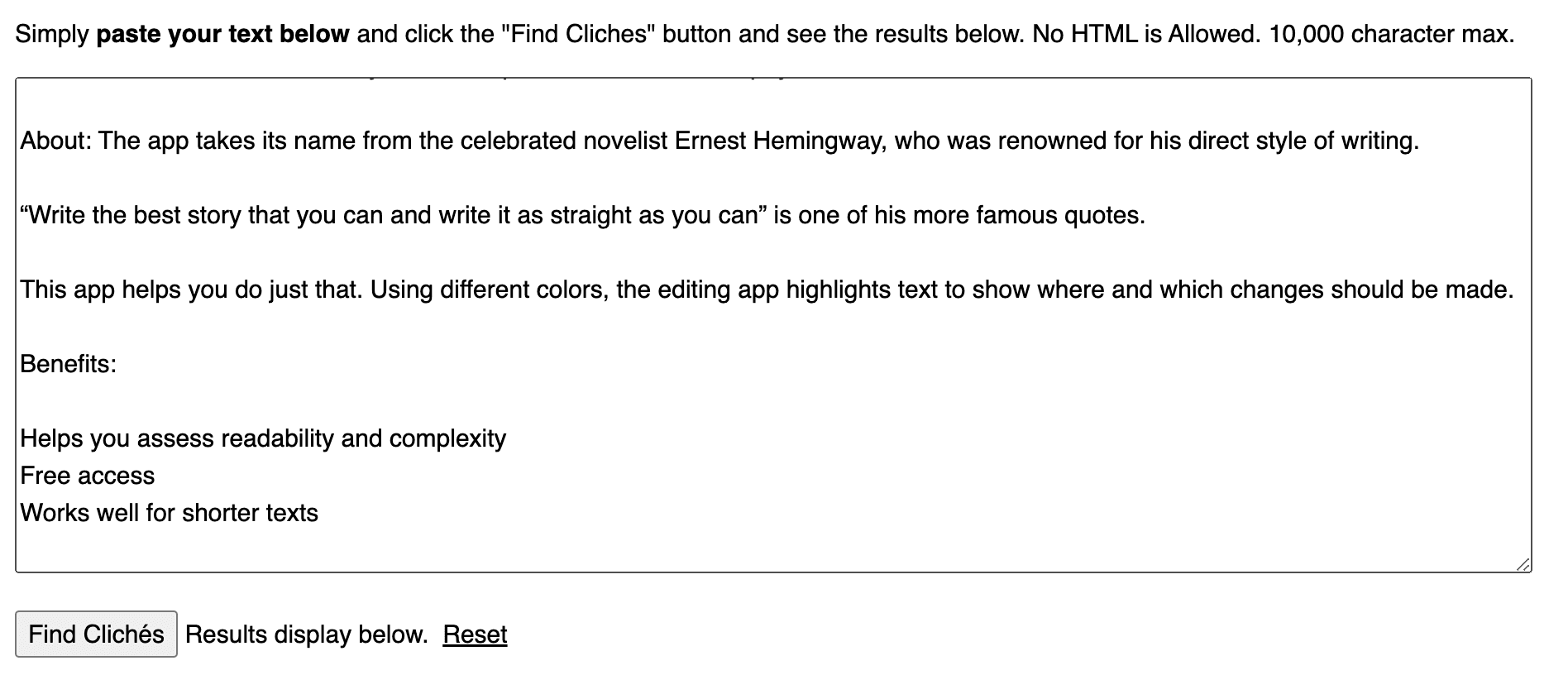 Top writing tools: Cliché Finder