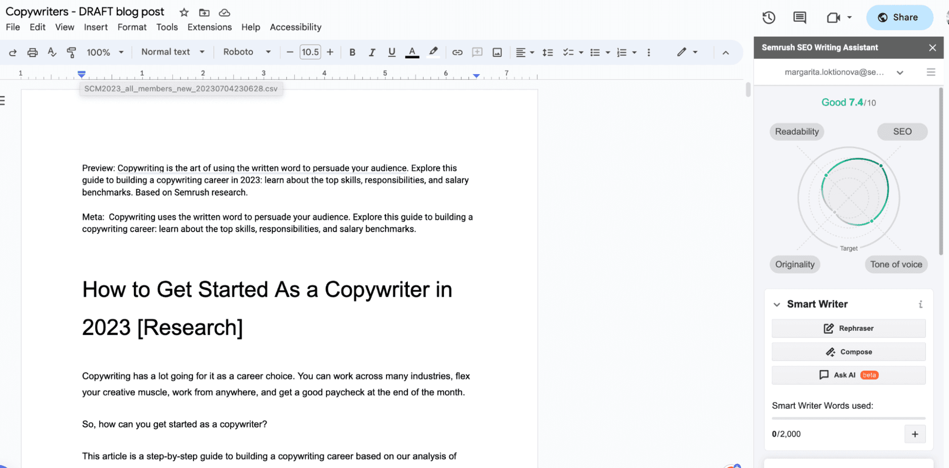 Top writing tools: SEO Writing Assistant